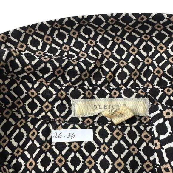 Pleione Black/Multicolor Geometric Collared Shirt Women's Size XS | 26-36 - Picture 3 of 6